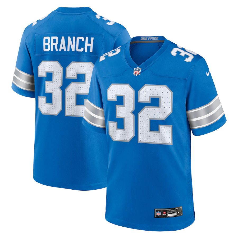 Men Detroit Lions 32 Brian Branch Nike Blue Game NFL Jersey